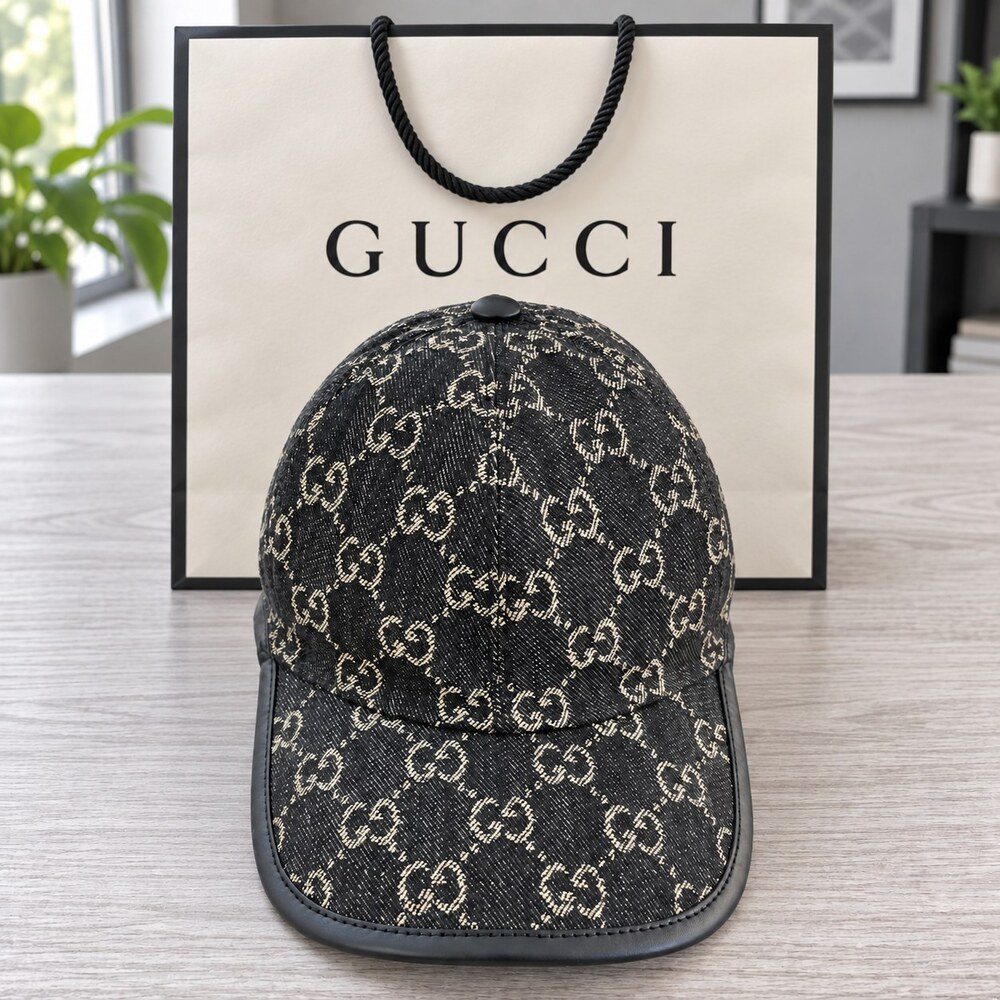 Gucci Black GG Monogram Baseball Cap